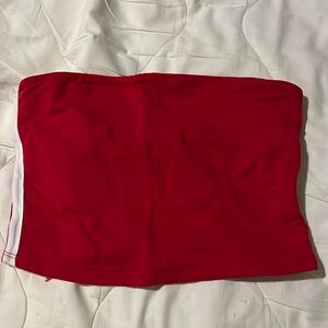 Red crop top with white side lining